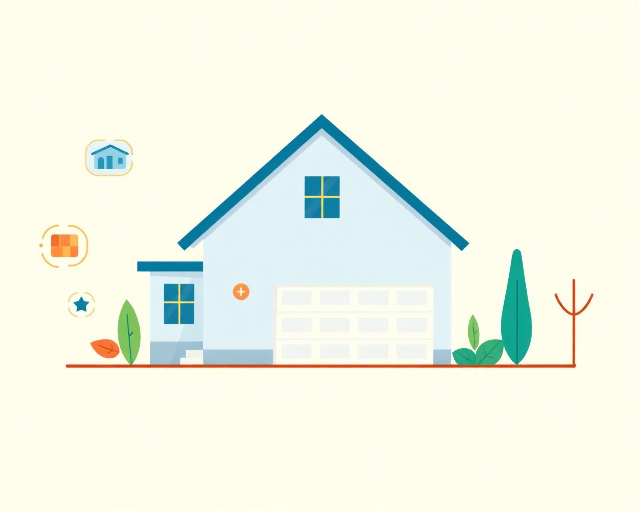 Illustration of a friendly home with roof, garage, and floor coatings highlighted
